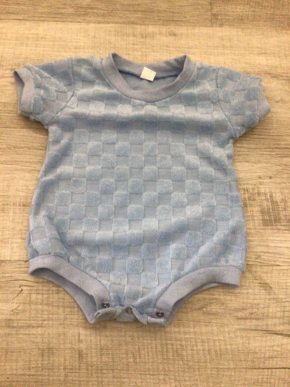 Blue check bubble romper-3/6M