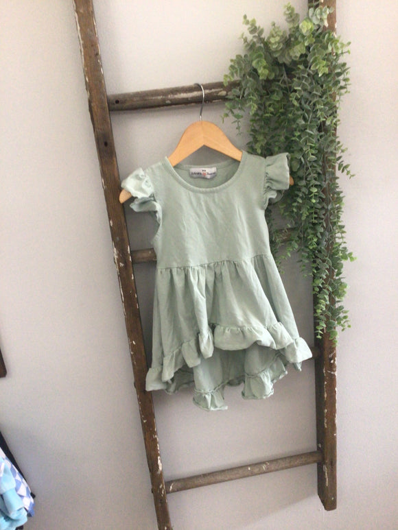 Green ruffle shirt- 5/6T