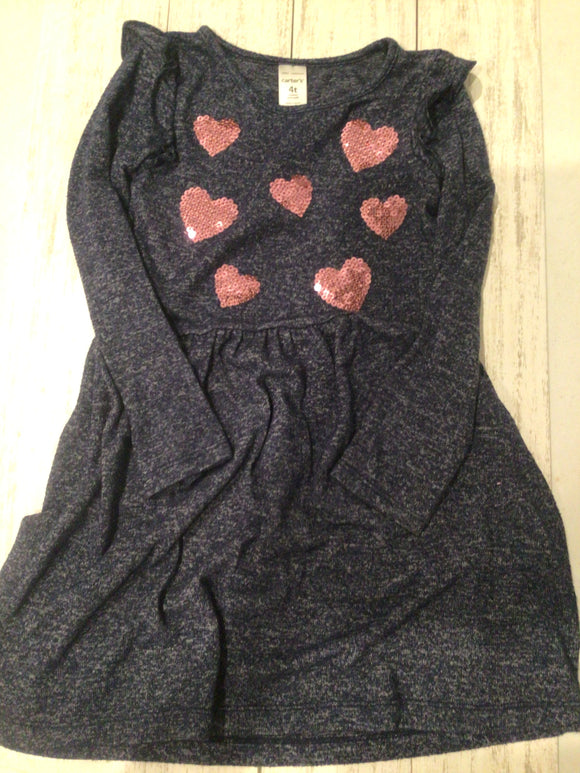 Carters navy heart dress-4T