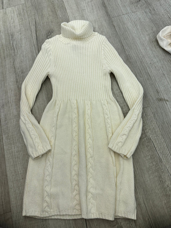 White Long Sleeve Sweater Dress - 8