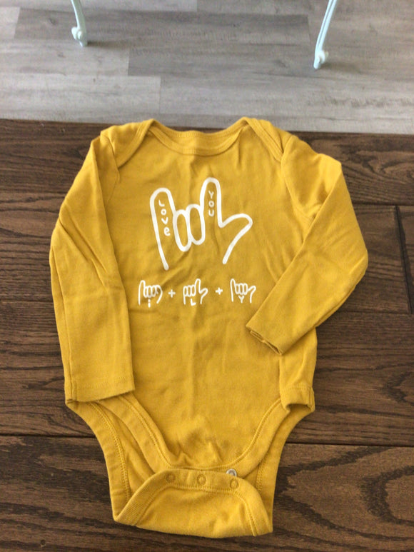 ILY yellow onesie- 18/24M