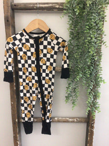 Little one shop black check smiley bamboo sleeper-3/6M