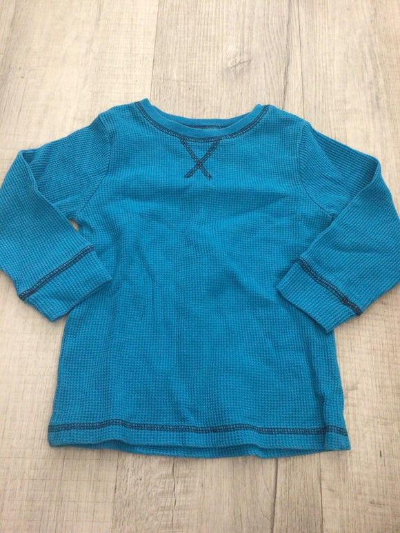 Blue waffle long sleeve-2T