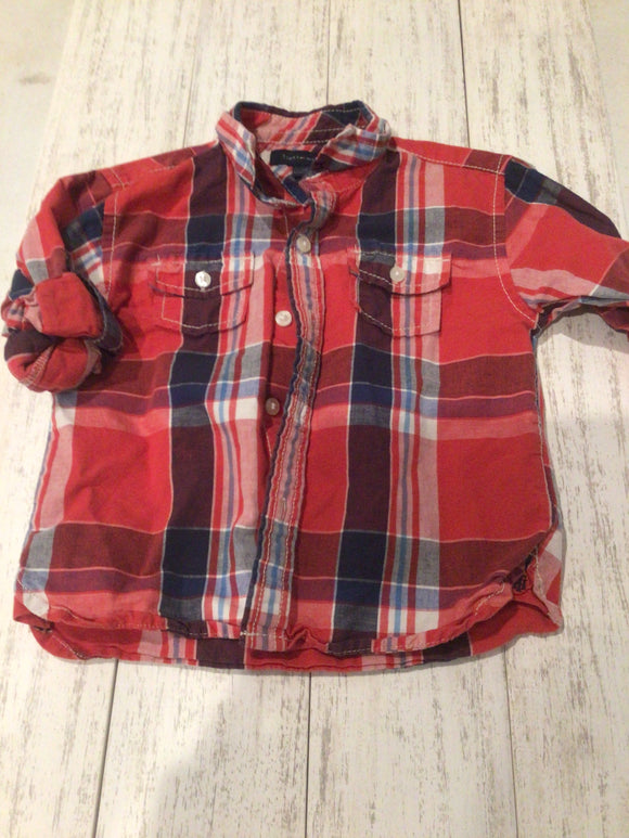 Red/blue button up-2T