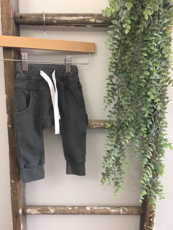Little Bipsy grey waffle joggers-3/6M
