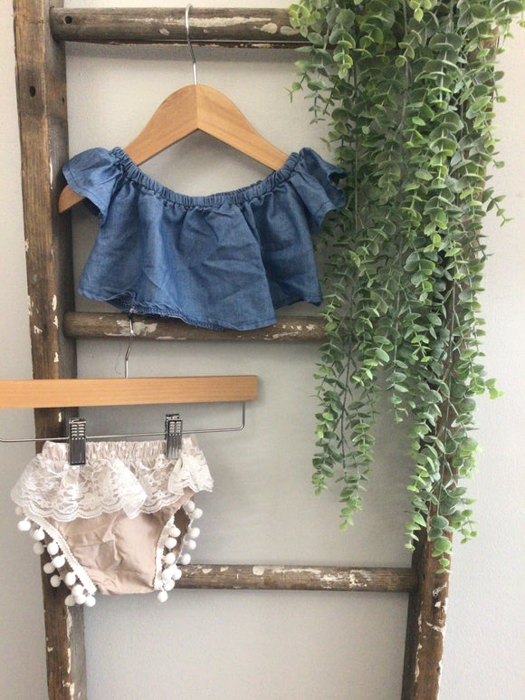 “Denim” top outfit-6/12M
