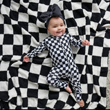 Axel Black Checks Plush Blanket