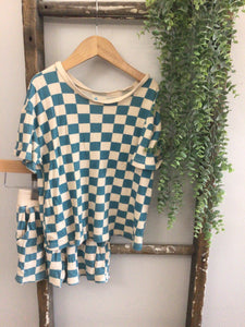 Little one shop blue check set-5