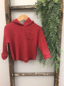 Cat&Jack Red waffle hooded shirt-12M