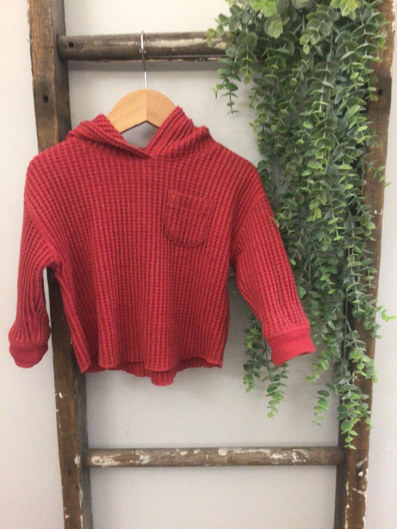 Cat&Jack Red waffle hooded shirt-12M