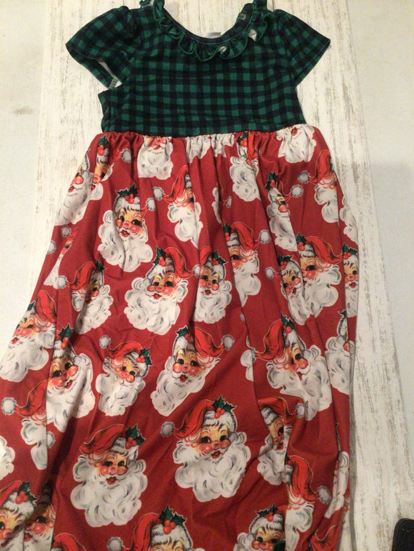 Green plaid Santa nightgown - 4