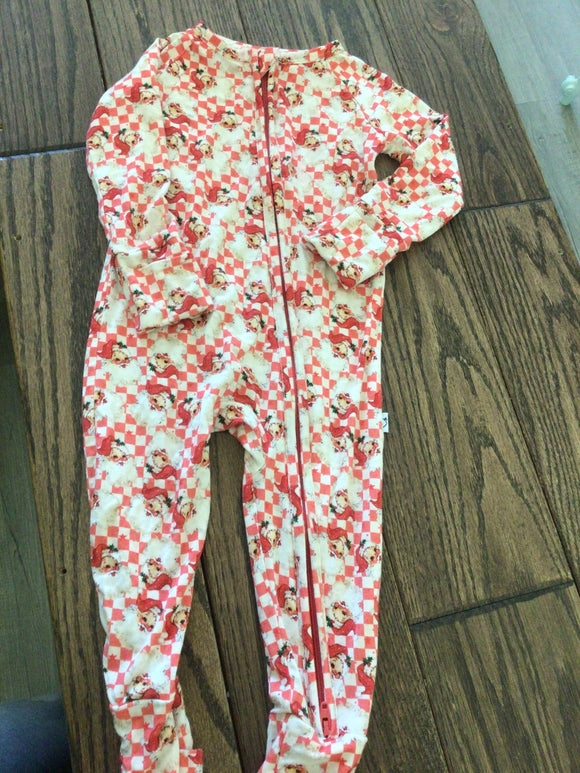 Dream big little check Santa sleeper-6/12m