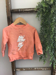 Little Bipsy coral lightning bolt pullover-12/18m