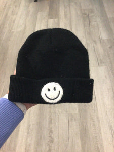 Black smiley baby beanie