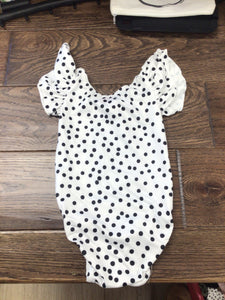 6-12M white and black dots onesie