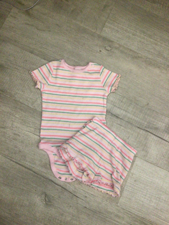 Pink stripe shorts set- 18m