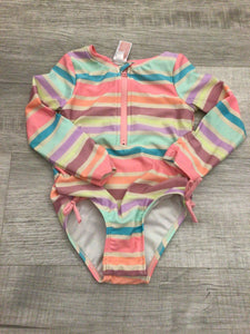 Striped rash guard swimsuit-3T