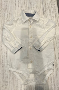 White Denim Button Up Onesie - 18M