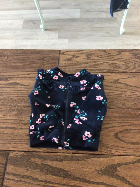Blue velvet flower jacket- NB