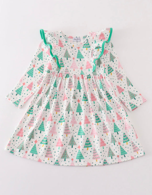 Pink & Green Trees Dress