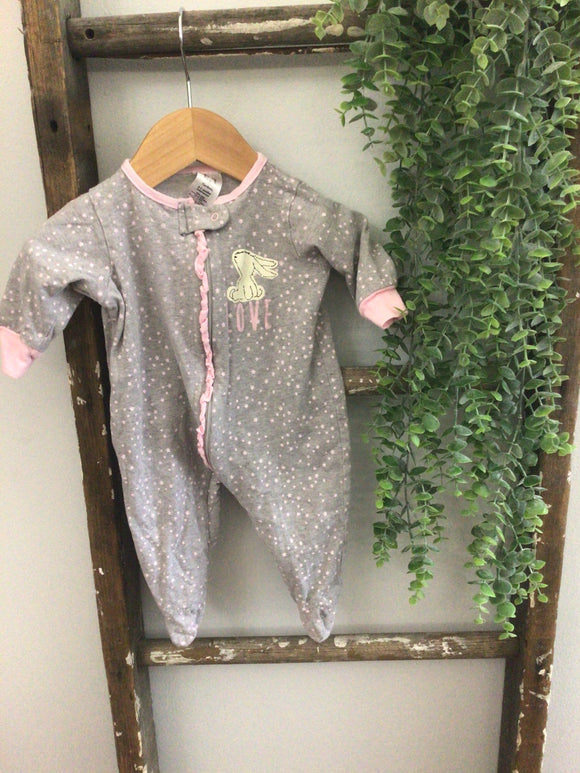 Pink star rabbit love sleeper-0/3m