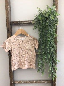 Tan bunny bamboo tee-12/18m