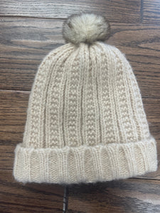 Tan Pom beanie - 2T-4T