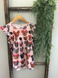 Animal print Mickey dress-5/6t