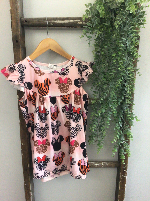 Animal print Mickey dress-5/6t