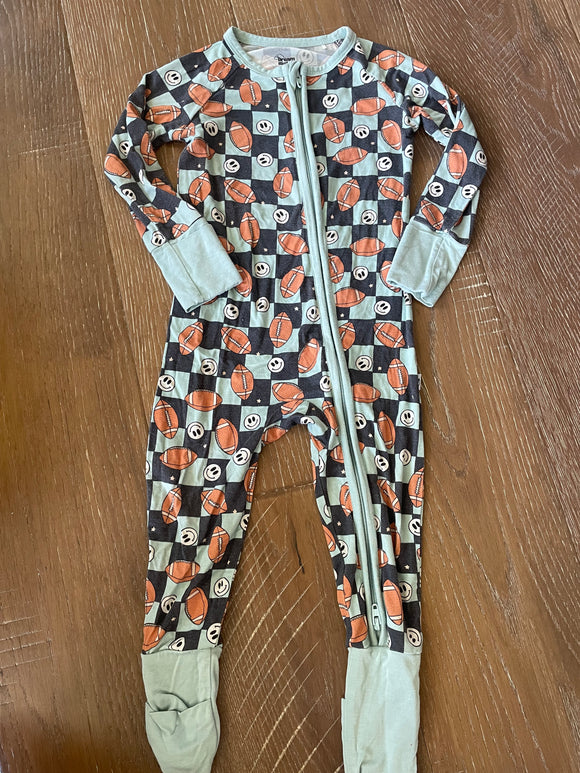 Dream Big Little Co Football Smiley Bamboo Sleeper - 6/12M