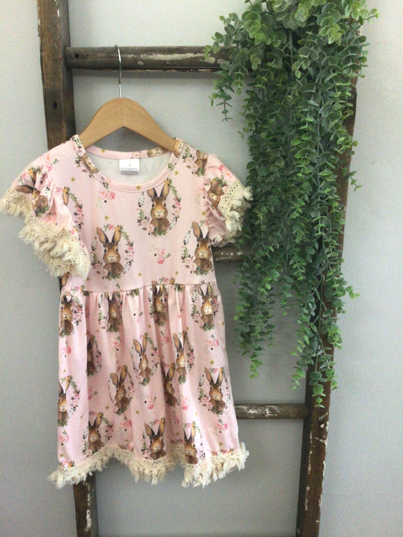 Pink bunny lace dress-5