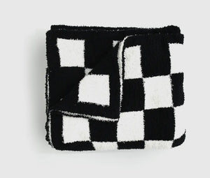 Axel Black Checks Plush Blanket