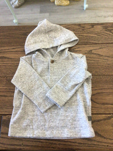 Grey hooded pullover- 3/6m