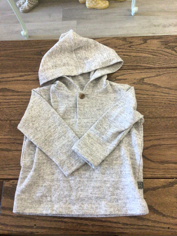 Grey hooded pullover- 3/6m