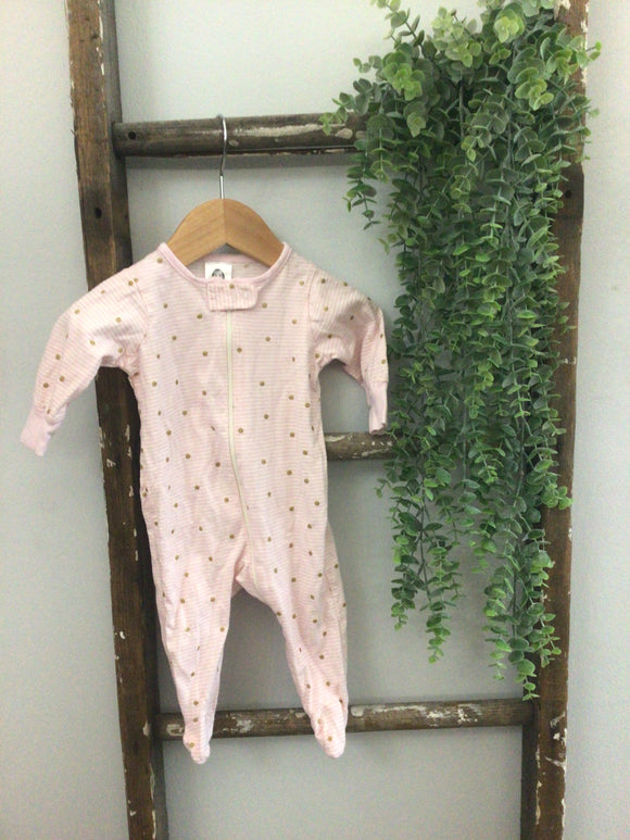 Pink striped gold polka dots sleeper-0/3m