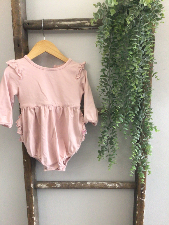 Ruffle butts pink bubble romper-6/12M