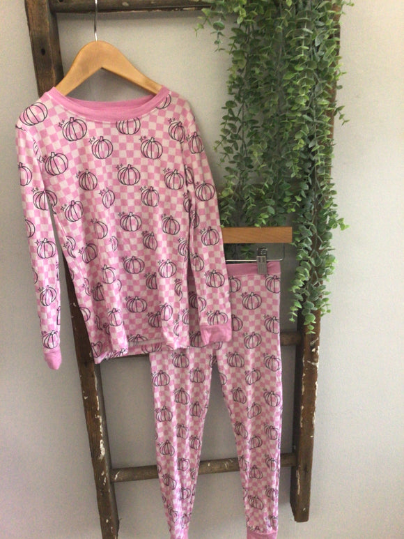 Pink check pumpkin bamboo set-5/6