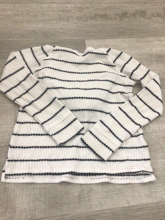 Black/white striped hooded long sleeve-M(8)