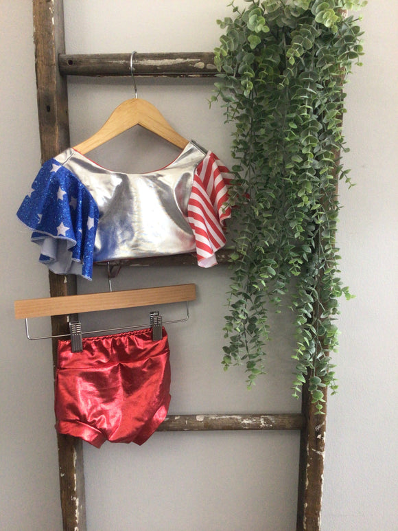 Red, white, and blue shiny set-12/18M