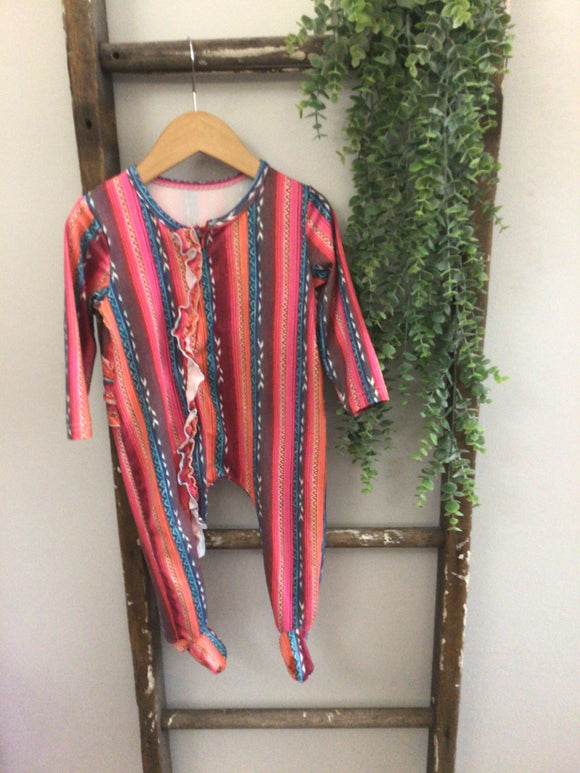 Colorful western print sleeper-12m