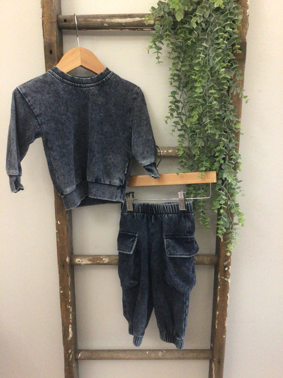 Smiley Daze denim acid wash set-12/18M