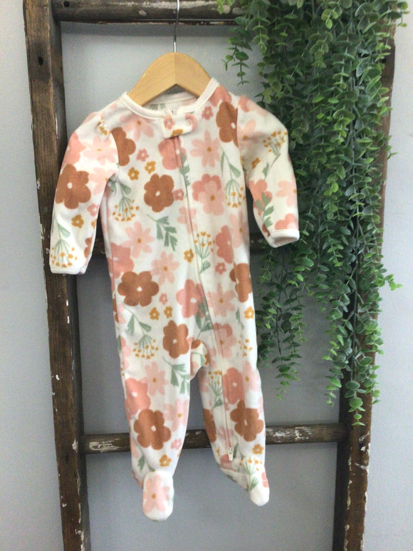 Fleece floral sleeper-3/6M