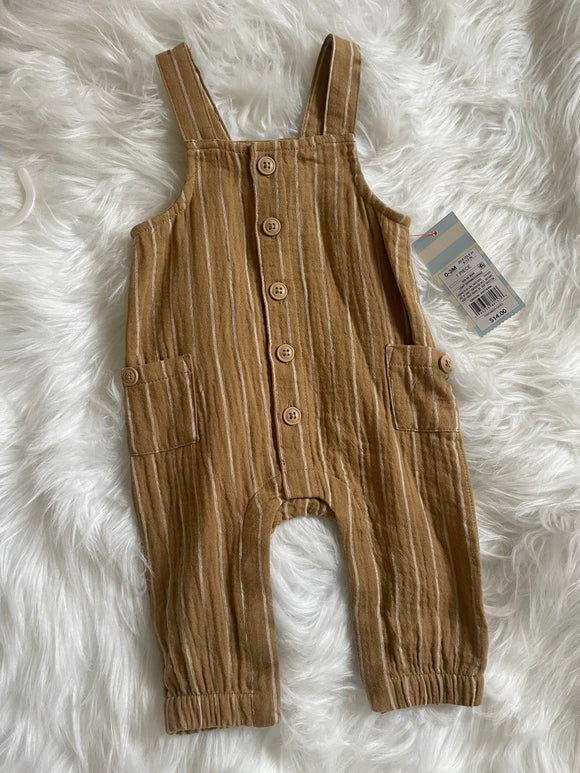 Tan Striped Button Up Romper 0/3M with tags