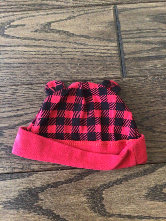 Red & black check hat