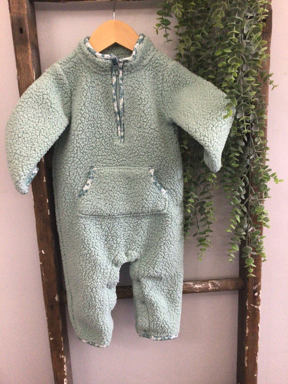 Green sherpa romper-9M