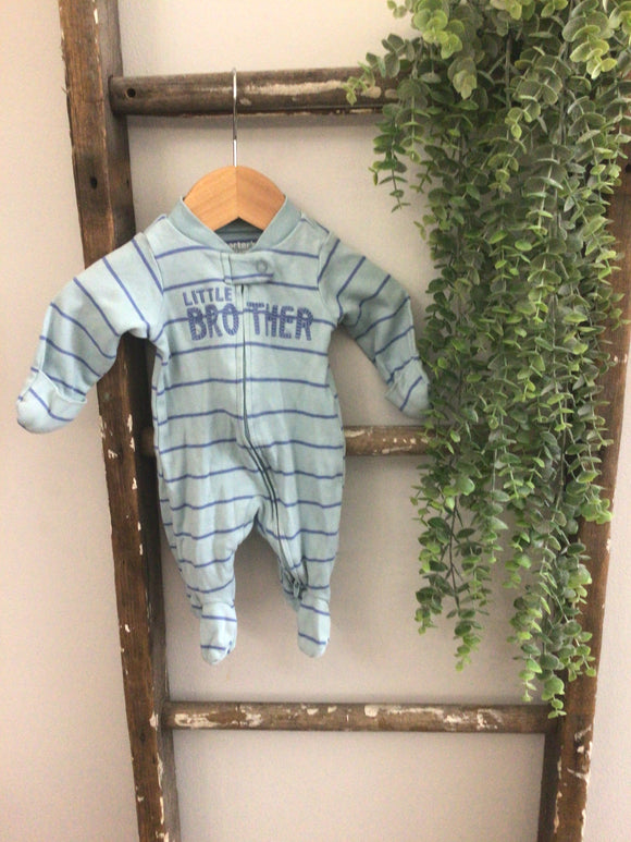 Little brother blue striped sleeper-NB