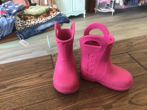 Pink Crocs rain boots- 7
