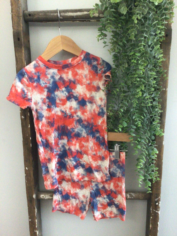 Tie dye red white & blue dream big bamboo set- 5/6t