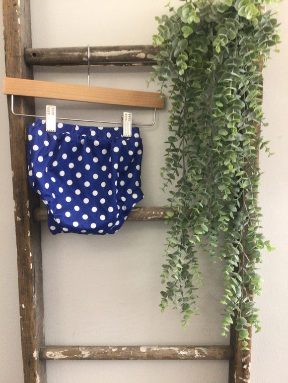 Blue polka dot bloomer-12/18M