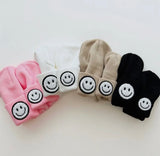 Black/Pink/Tan Smiley Beanie